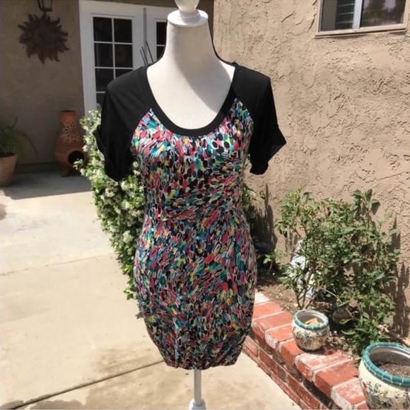 BCBGeneration Multicolor Bubble Hem Short Sleeve Dress Size S - Picture 4 of 7